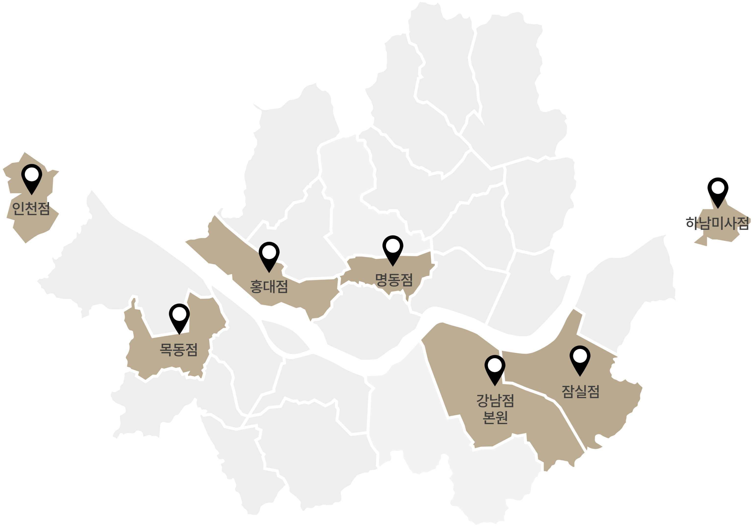 리엔장 국내 지점 네트워크 지도